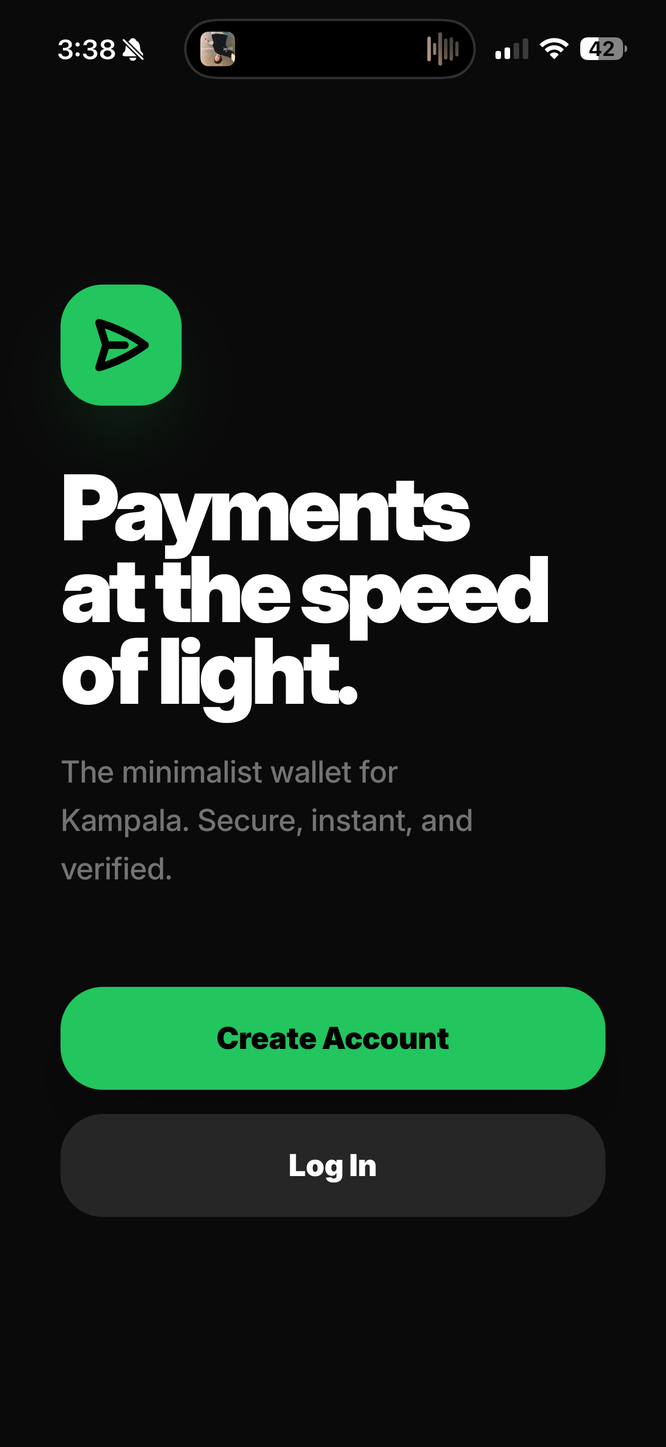 Sendly welcome screen